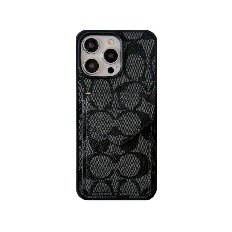 Klassisk iPhone-etui med kortholder og rem lysebrun -SJ240513