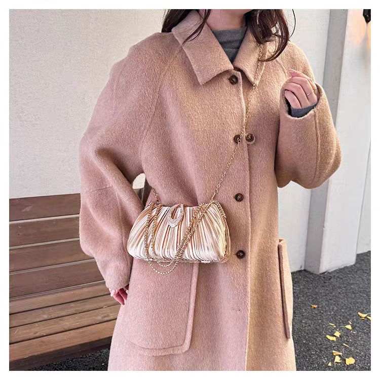 Pleated Rhinestone Evening Clutch Bag
