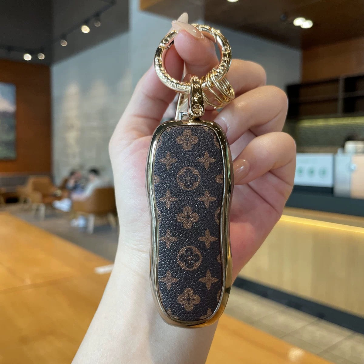 Vintage Print Bow Car Key Cover Set-Porsche