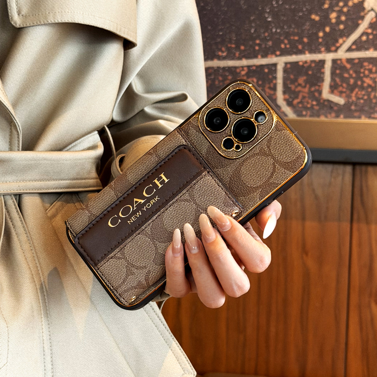 Luxusní pokročilé kožené pouzdro na iPhone s držákem karty & Strap-G