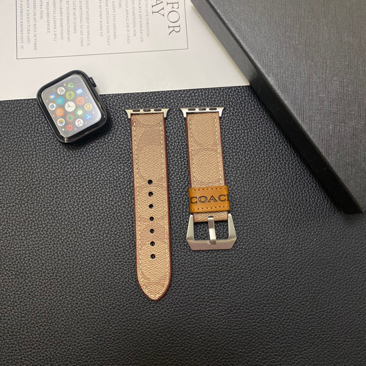 Læder Coach Apple Watch Band lysebrun-YHK244221710