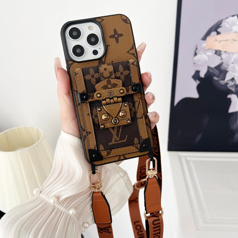 Luksus brunt Crossbody Chain iPhone etui