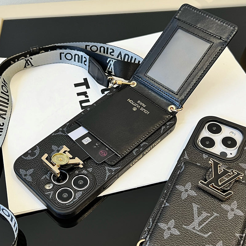 Luksus Card Bag Chain Sort iPhone-etui
