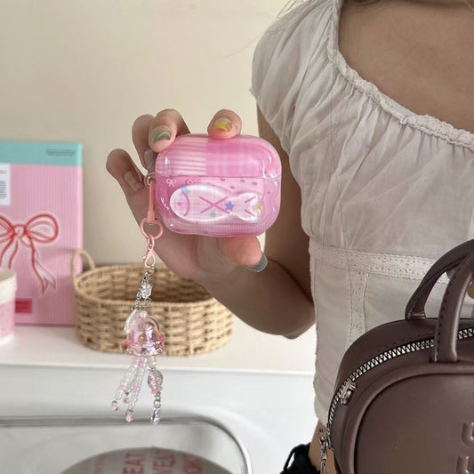 ピンク ユニコーン AirPods ケース クリスタル ビーズ チャーム付き