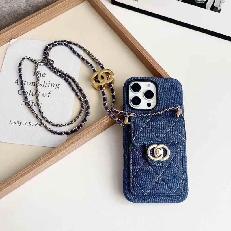 حافظة iPhone مبطنة حول الجسم مع حزام سلسلة & وجيب للبطاقات