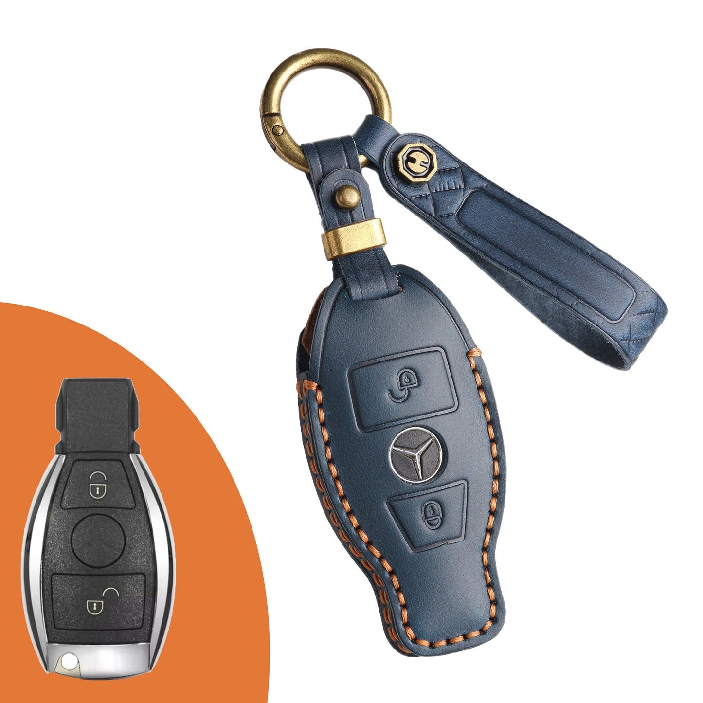 Top Grain Leather Mercedes Key Case
