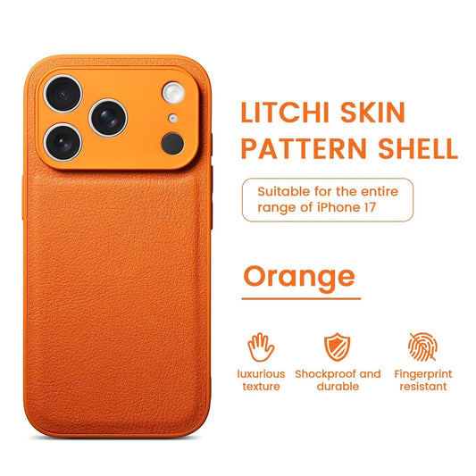 Custodia in pelle premium con motivo pelle litchi per iPhone
