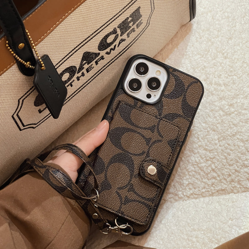 Klassisk iPhone-etui med pung og rem Brun -SZK240402