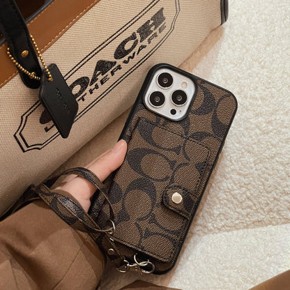 Klassisk iPhone-etui med pung og rem Brun -SZK240402