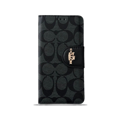 Klassisk iPhone Taske Læder Flip Taske med kortholder Sort