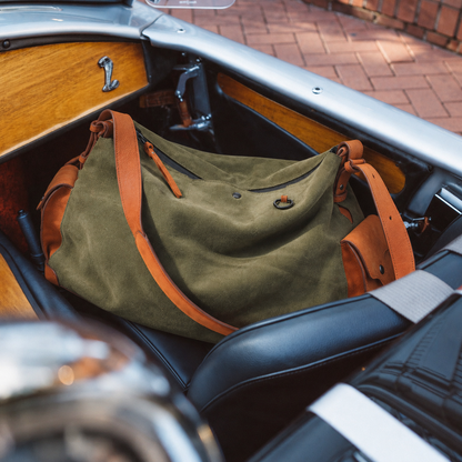 Olive Green Leather Pocket Crossbody Bag