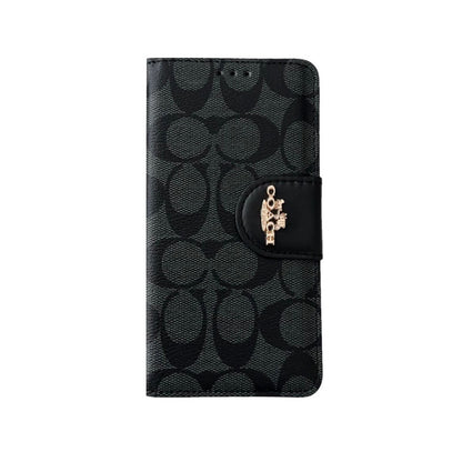 Klassisk iPhone Taske Læder Flip Taske med kortholder Sort