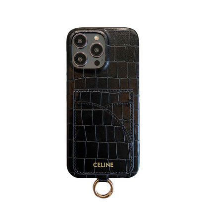 Priontáil Ailigéadar Cás iPhone Celine Le Sealbhóir Cárta Agus Glas Strap -EYP241415