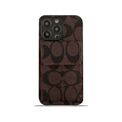 Klassisk iPhone-etui med tegnebog Mørkebrun-HP240513