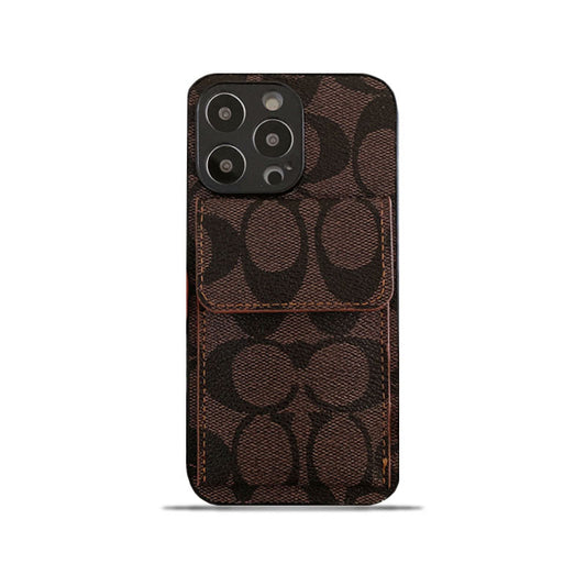 Custodia classica per iPhone con portafoglio Marrone scuro-HP240513