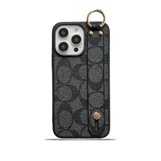 Custodia classica per iPhone con supporto, nera-SW240330
