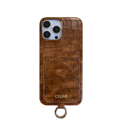 Priontáil Ailigéadar Cás iPhone Celine Le Sealbhóir Cárta Agus Glas Strap -EYP241415