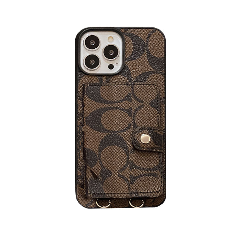 Klassisk iPhone-etui med pung og rem Brun -SZK240402