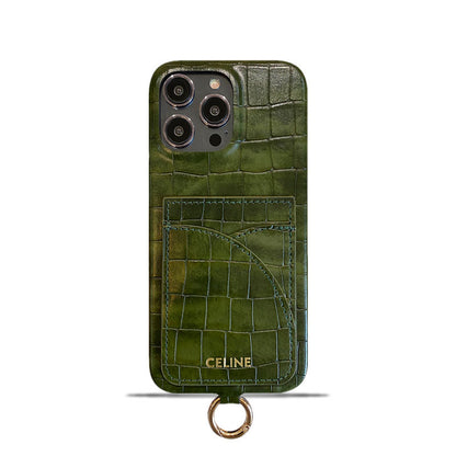 Priontáil Ailigéadar Cás iPhone Celine Le Sealbhóir Cárta Agus Glas Strap -EYP241415