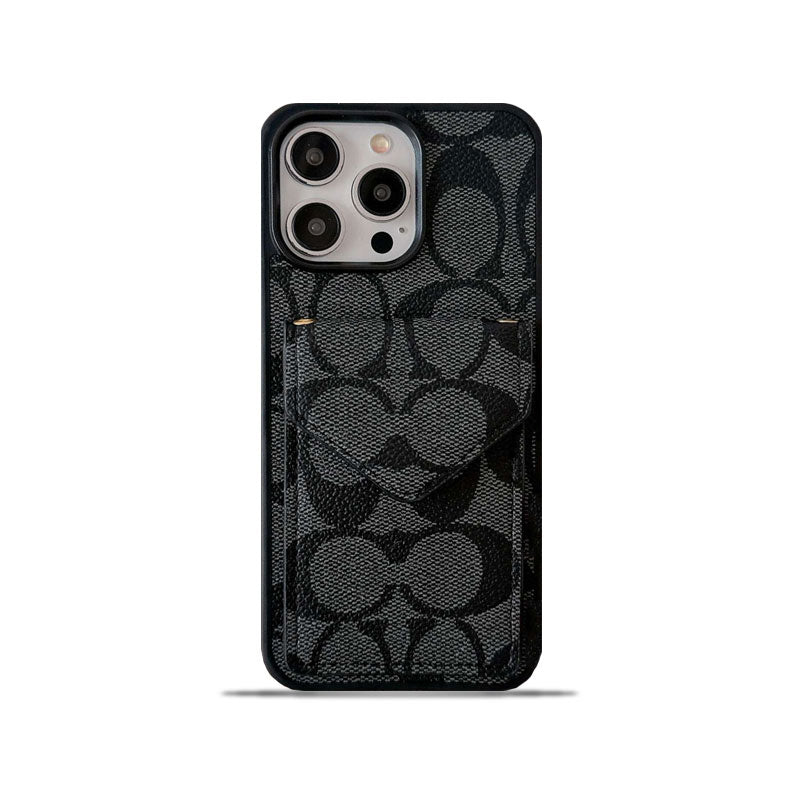 Klassisk iPhone-etui med kortholder og strop Lys sort -SJ240513