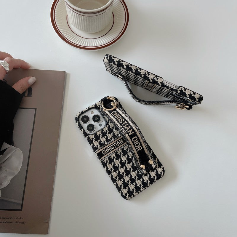 Custodia per iPhone con cinturino alla moda pied de poule
