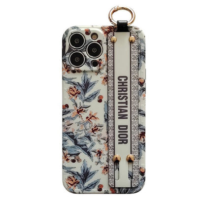 Custodia per iPhone alla moda con cinturino viola & bianco