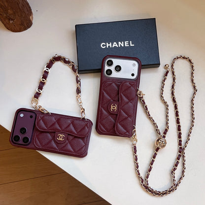 Burgundy Quilted Wallet Crossbody Phone Case