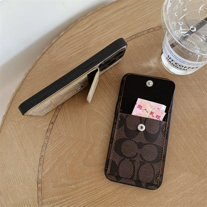 Klassisk iPhone-etui med tegnebog Mørkebrun-HP240513