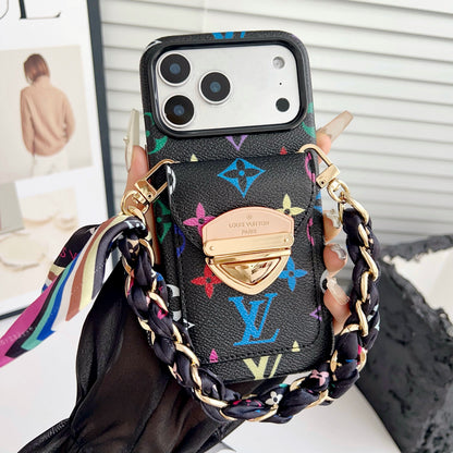 Kart Cebi & Çıkarılabilir Askılı Lüks Çapraz Gövdeli iPhone Kılıfı