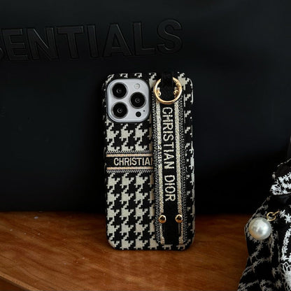 Custodia per iPhone con cinturino alla moda pied de poule