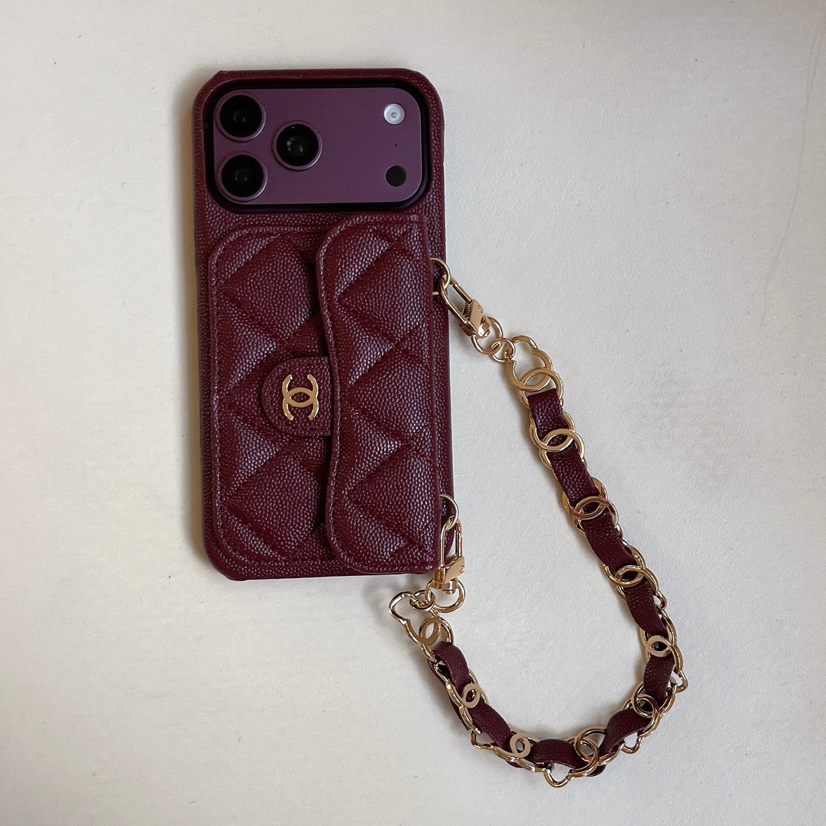 Burgundy Quilted Wallet Crossbody Phone Case