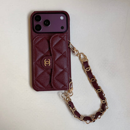 Burgundy Quilted Wallet Crossbody Phone Case