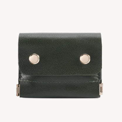 Vintage Genuine Leather Spring‑Open Short Wallet