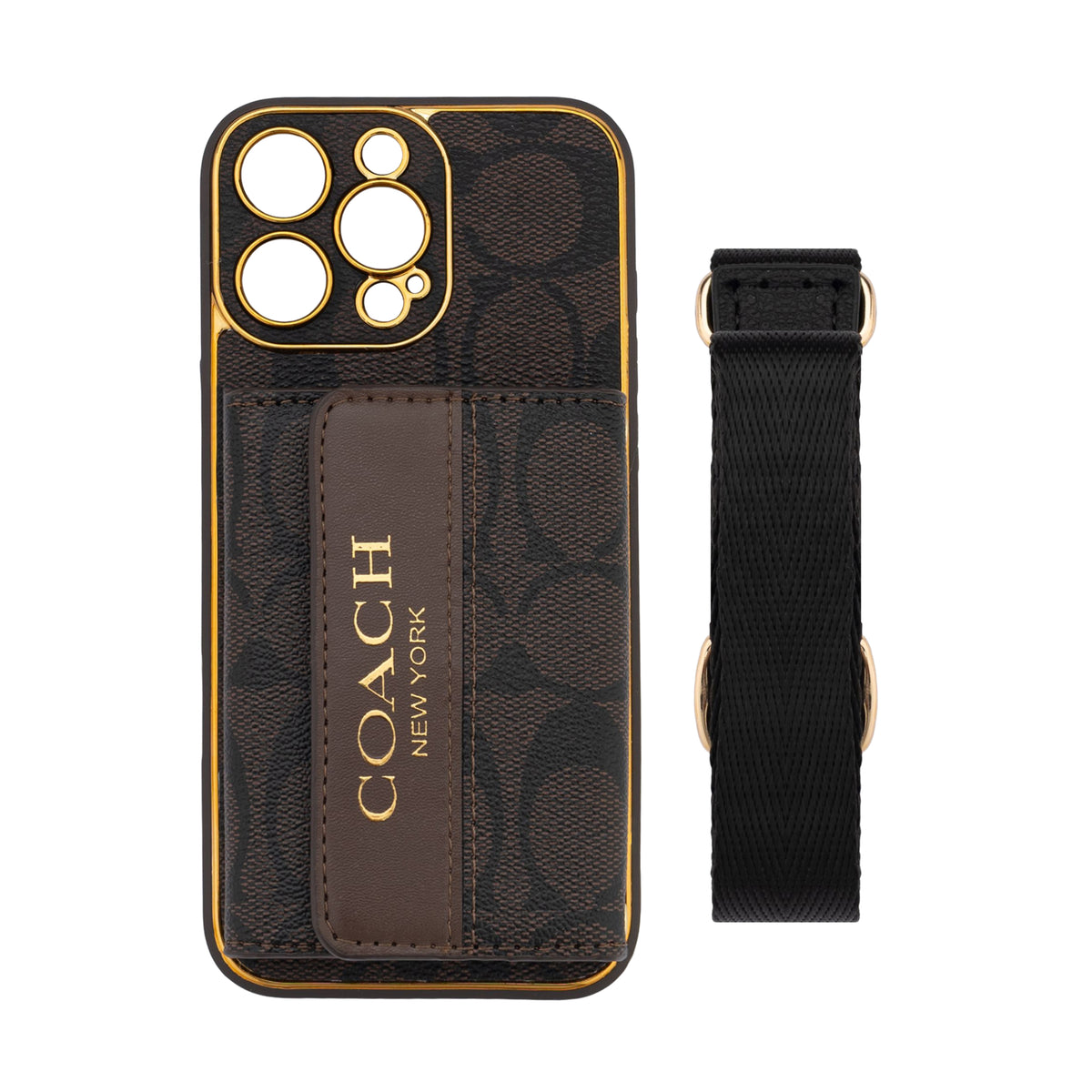 Luxury Advanced Leather iPhone Case with Card Holder & Strap-G