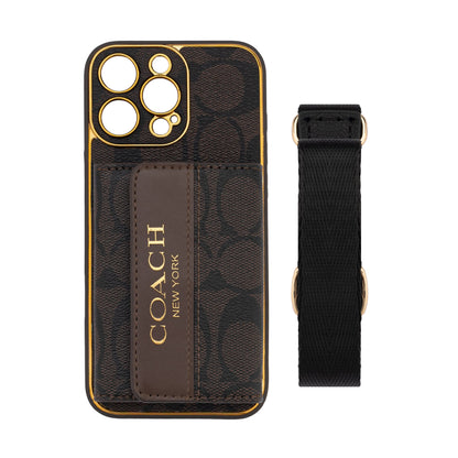 Luxury Advanced Leather iPhone Case with Card Holder & Strap-G