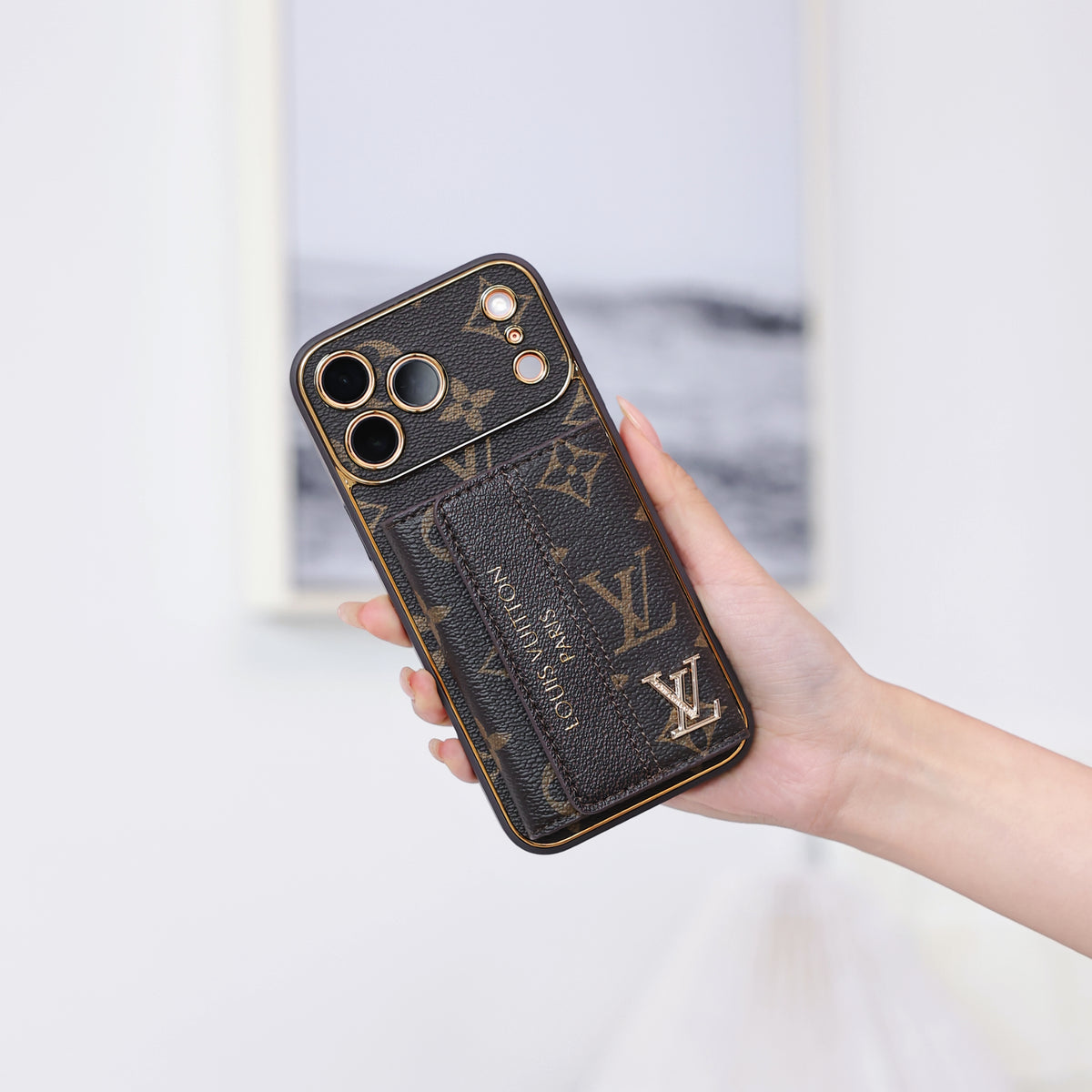 Luxury Advanced Leather iPhone Case with Card Holder & Strap
