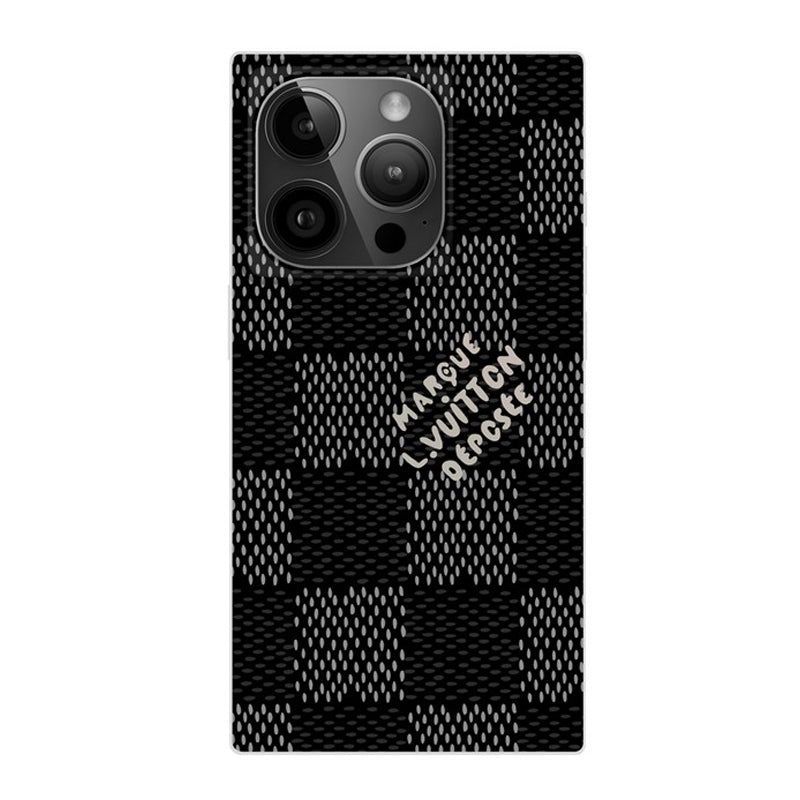 حافظة iPhone مربعة الشكل باللون الأسود الفاخر