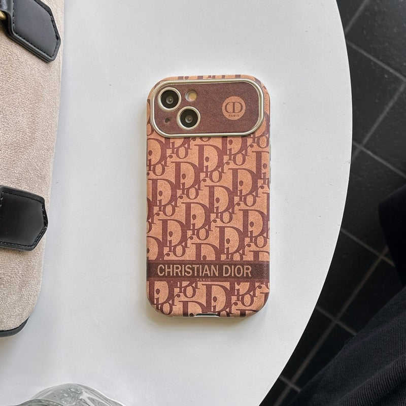 Módní bílé & hnědé kožené pouzdro na iPhone