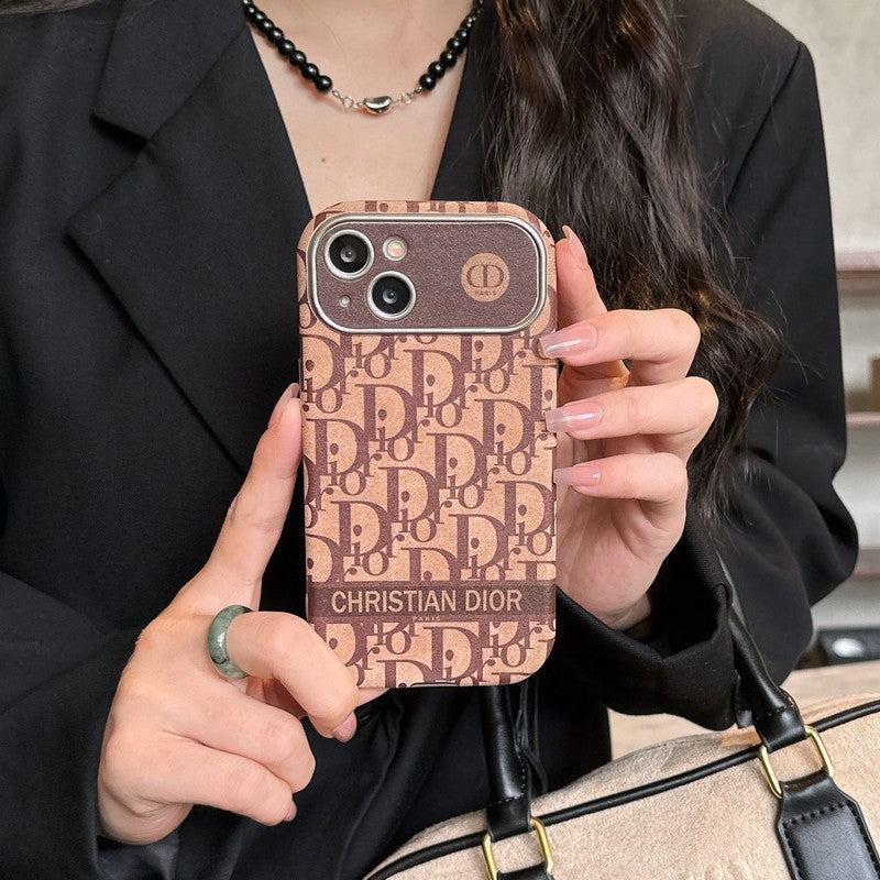 Fashion White & Brun farvet læder iPhone-cover