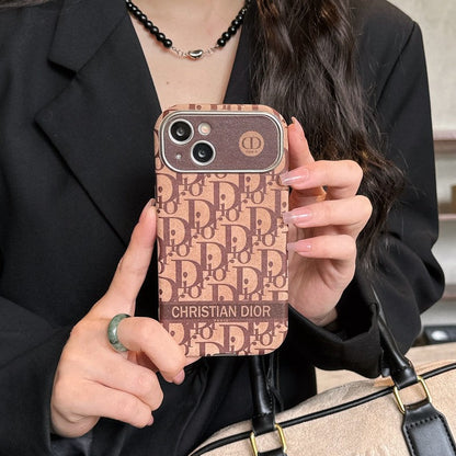 Fashion White & Brun farvet læder iPhone-cover