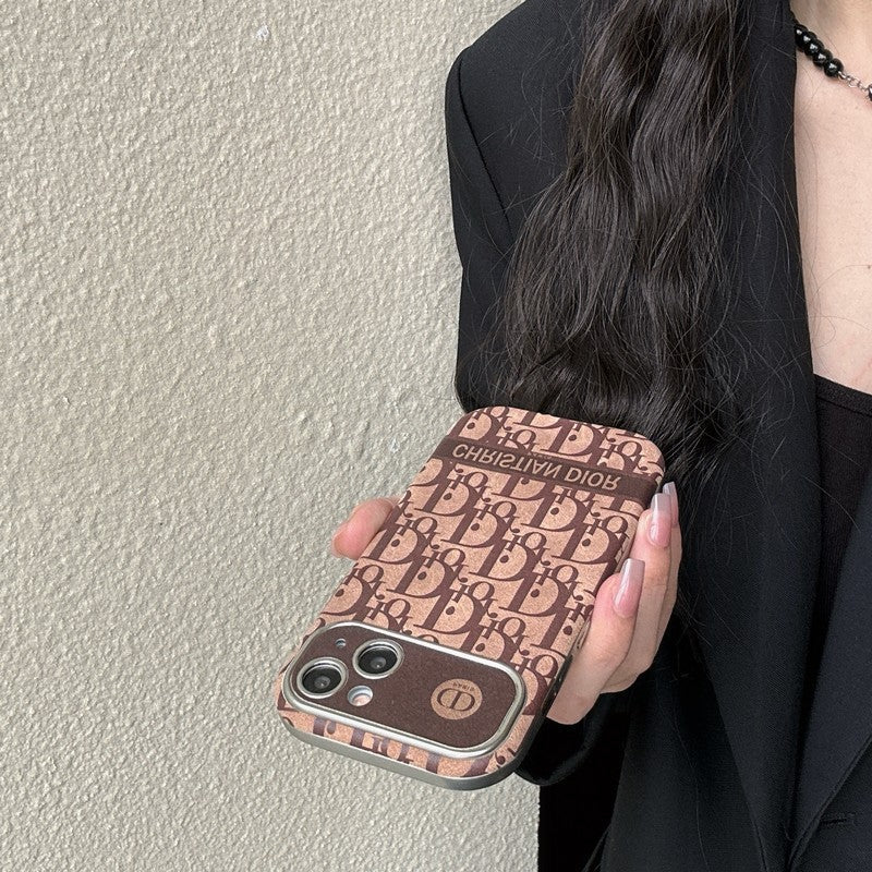 Fashion White & Brun farvet læder iPhone-cover