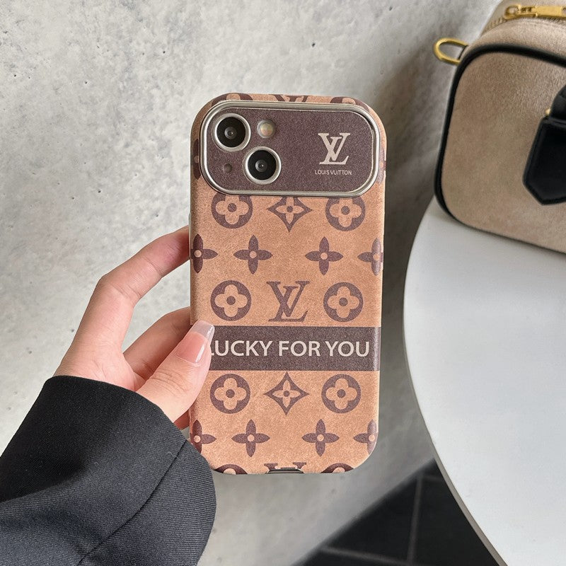 Luksus brun & Sort klassisk læder-iPhone-cover