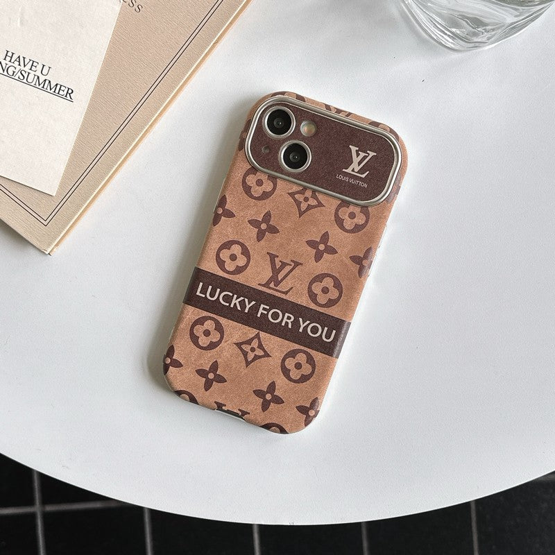 Luksus brun & Sort klassisk læder-iPhone-cover