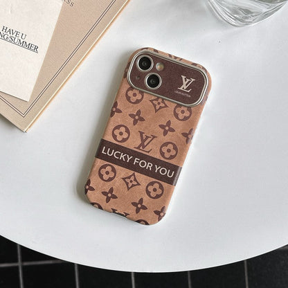 Luksus brun & Sort klassisk læder-iPhone-cover