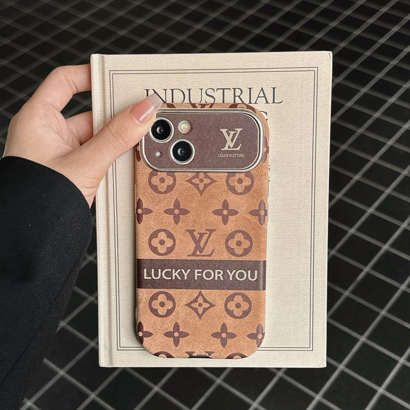 Luksus brun & Sort klassisk læder-iPhone-cover