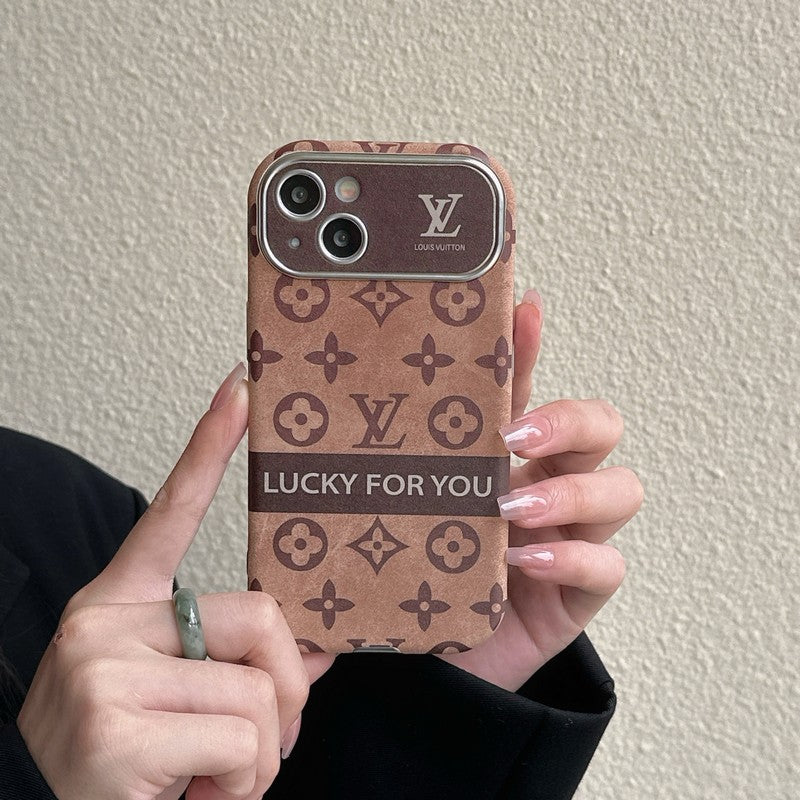 Luksus brun & Sort klassisk læder-iPhone-cover