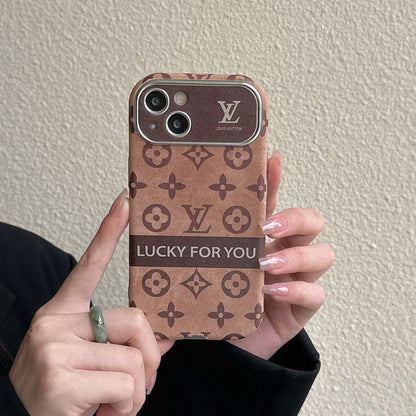 Luksus brun & Sort klassisk læder-iPhone-cover