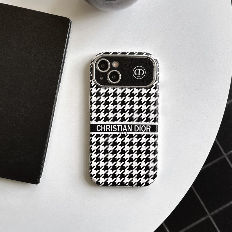 Fashion White & Brun farvet læder iPhone-cover