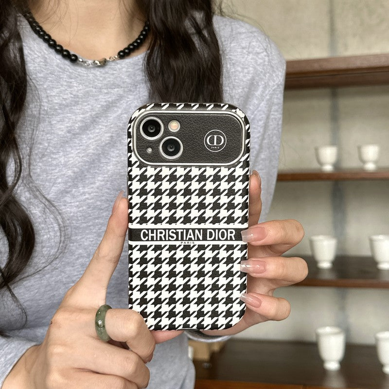 Fashion White & Brun farvet læder iPhone-cover