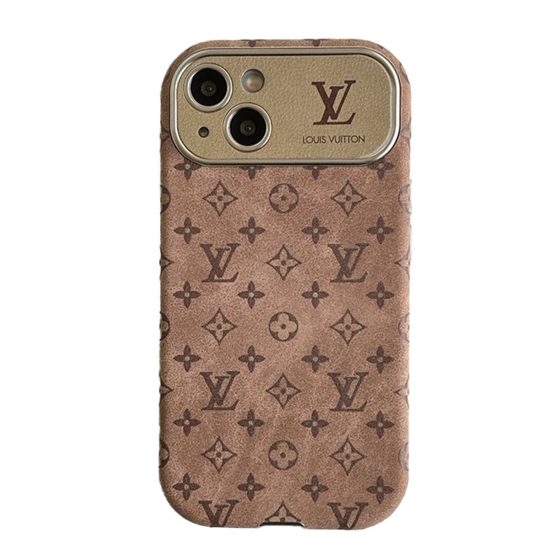 Luksus brun & Sort klassisk læder-iPhone-cover